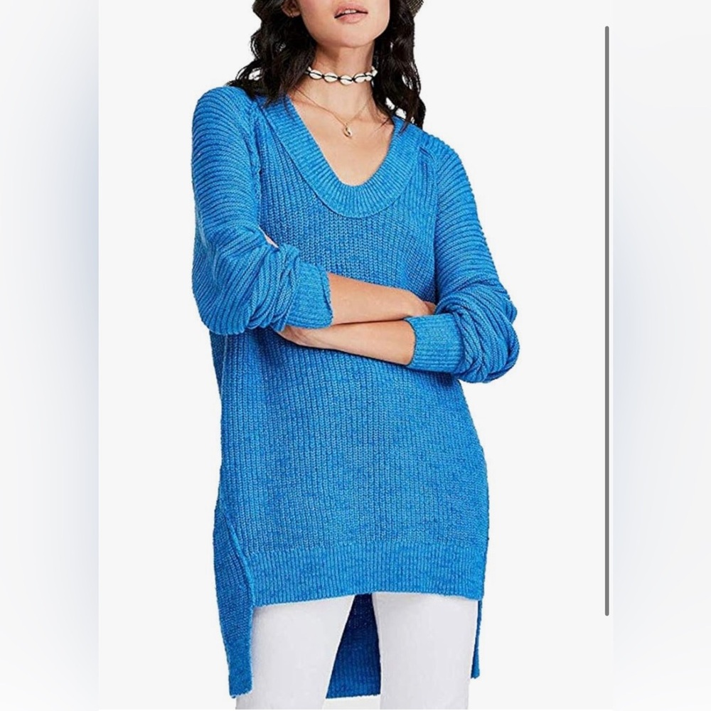 Free People Womens Sunday Scoop Oversized Hi-Low Tunic Sweater